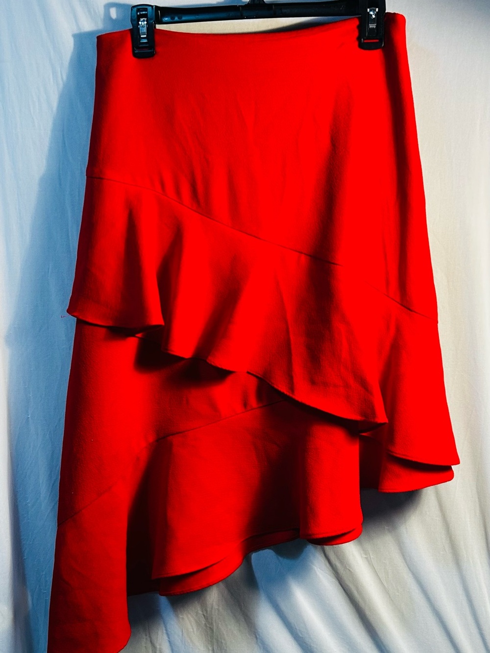 a new day Red Asymmetrical Ruffle Skirt